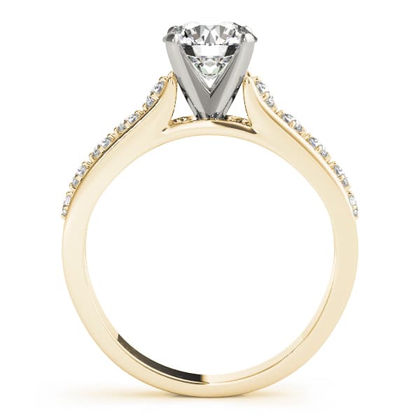 Single Row Prong Engagement Ring, style 84325, Side view in yellow gold