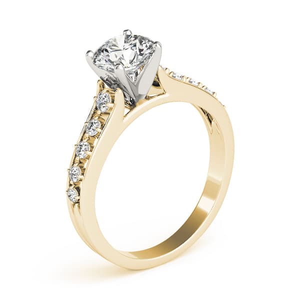Single Row Prong Engagement Ring, style 84325, Top view in yellow gold