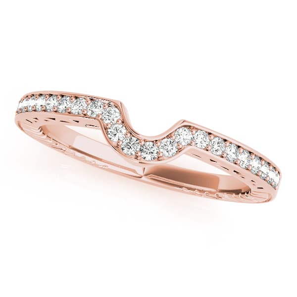 Curved Prong In Channel Wedding Band (1/8 ct. tw.), Front view in rose gold