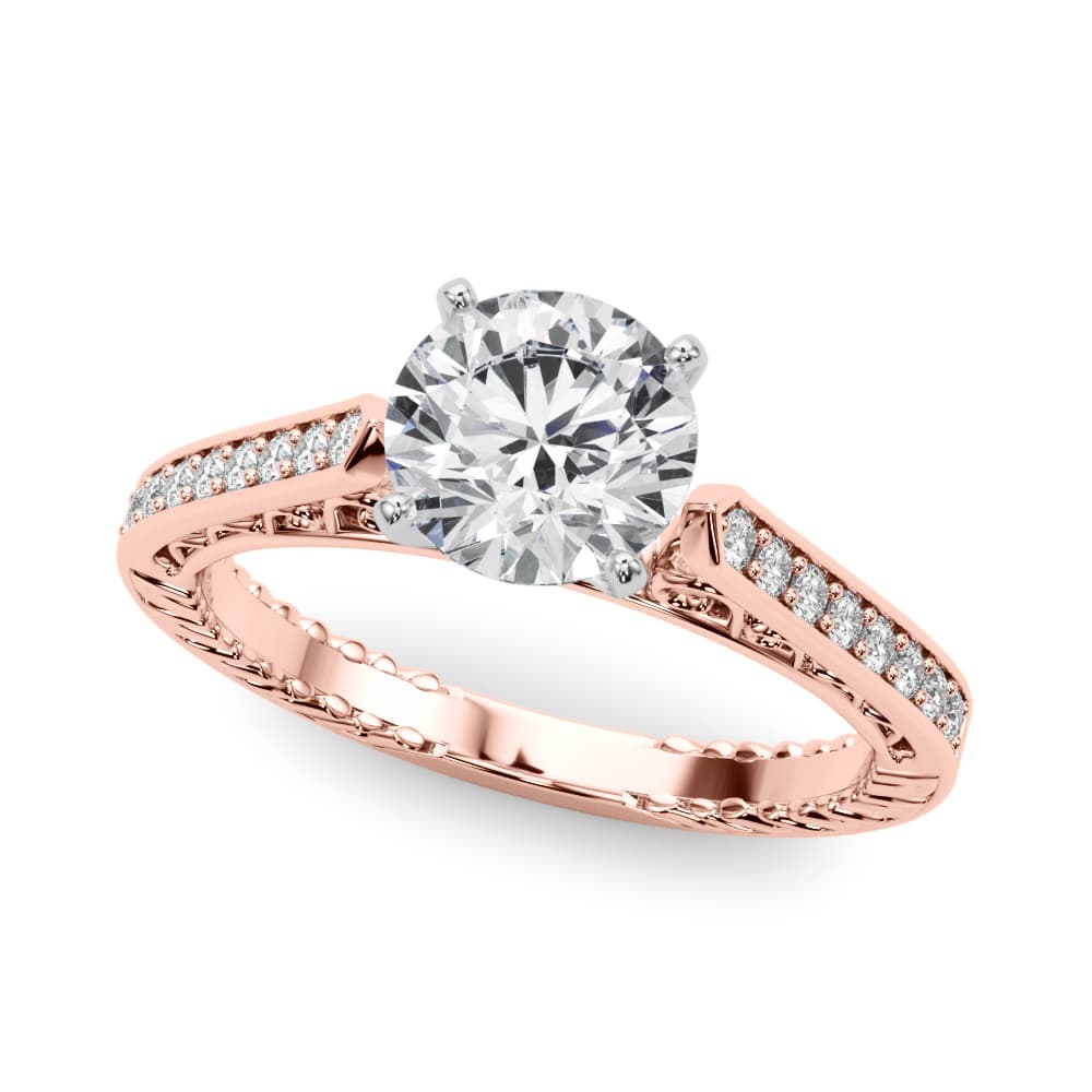 Vintage Inspired Engagement Ring, style 84326, Front view in rose gold
