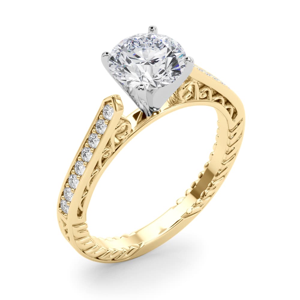 Vintage Inspired Engagement Ring, style 84326, Angle view in yellow gold