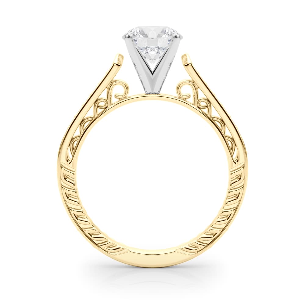 Vintage Inspired Engagement Ring, style 84326, Side view in yellow gold