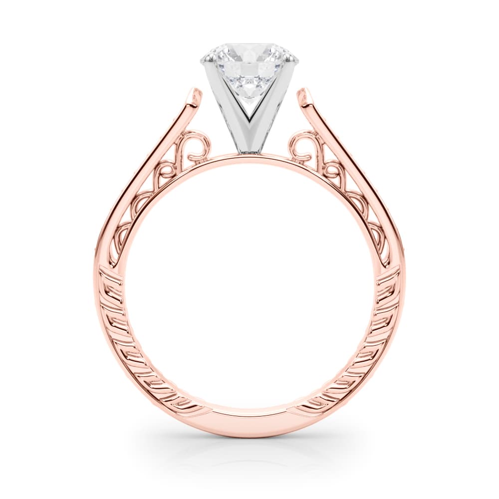 Vintage Inspired Engagement Ring, style 84326, Side view in rose gold