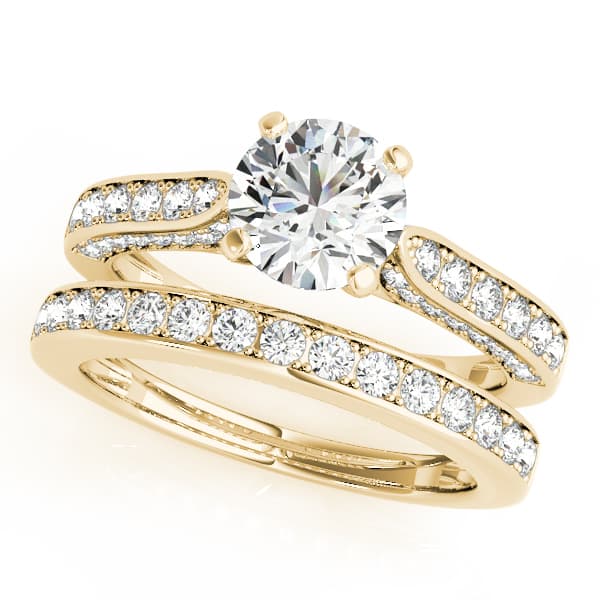 Single Row Prong Engagement Ring, style 84328, On hand view in yellow gold