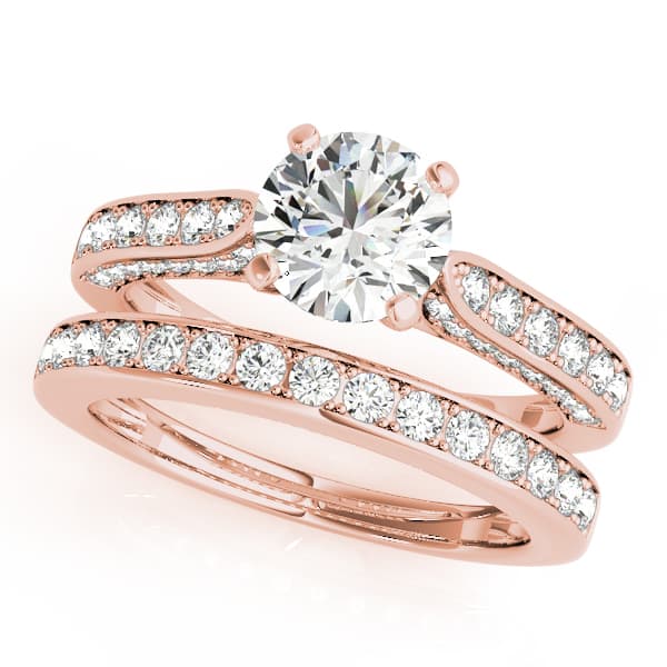 Single Row Prong Engagement Ring, style 84328, On hand view in rose gold