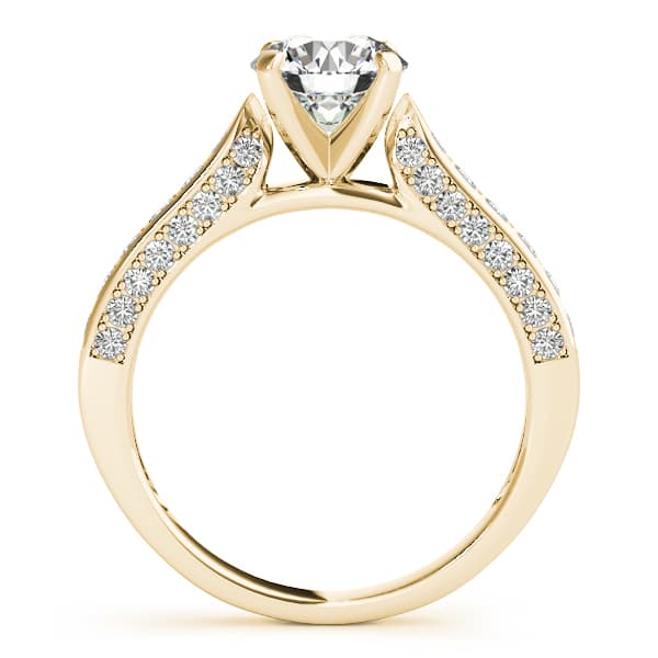 Single Row Prong Engagement Ring, style 84328, Side view in yellow gold