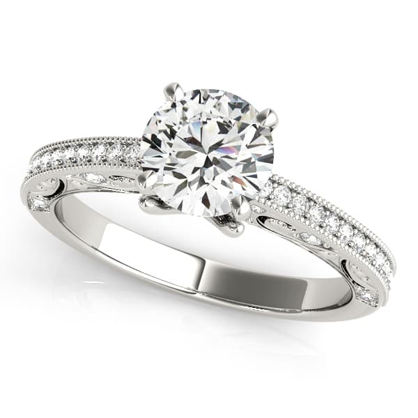 Antique Milgrain Engagement Ring — style 84329 in 10k White Gold