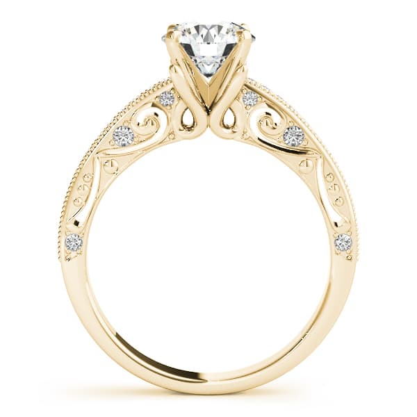Antique Milgrain Engagement Ring, style 84329, Side view in yellow gold