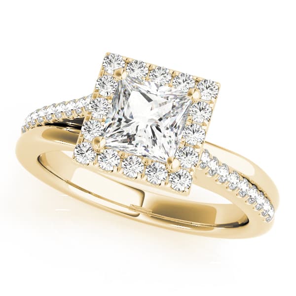 Split Prong Cushion Halo Engagement Ring, style 84330, Front view in yellow gold