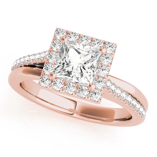 Split Prong Cushion Halo Engagement Ring, style 84330, Front view in rose gold