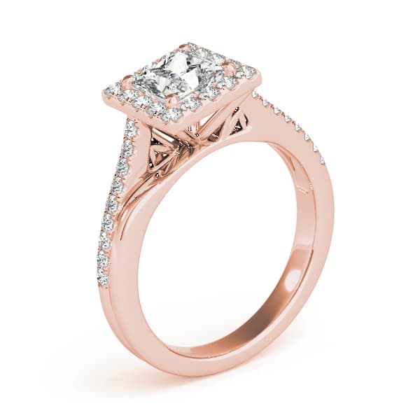Split Prong Cushion Halo Engagement Ring, style 84330, Angle view in rose gold
