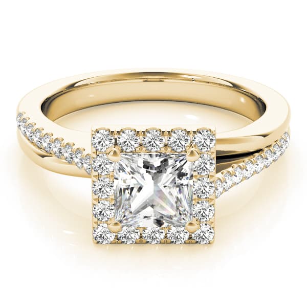 Split Prong Cushion Halo Engagement Ring, style 84330, On hand view in yellow gold