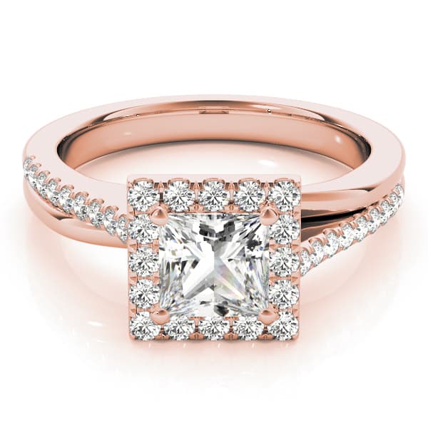 Split Prong Cushion Halo Engagement Ring, style 84330, On hand view in rose gold