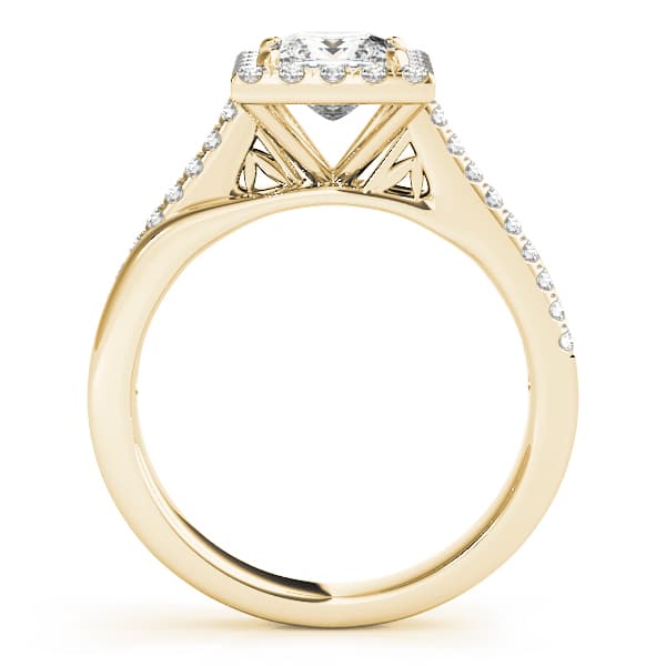 Split Prong Cushion Halo Engagement Ring, style 84330, Side view in yellow gold