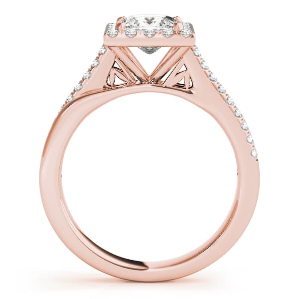 Split Prong Cushion Halo Engagement Ring, style 84330, Side view in rose gold