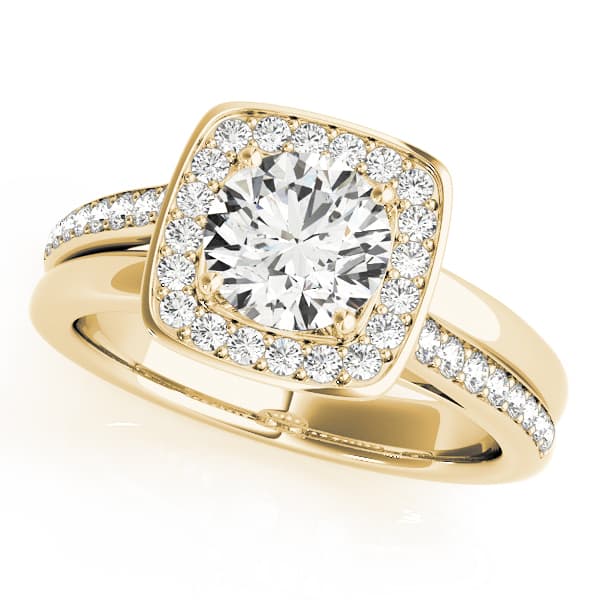 Split Band Halo Engagement Ring, style 84335, Front view in yellow gold