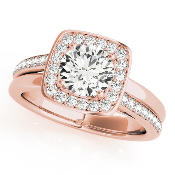 Split Band Halo Engagement Ring, style 84335, Front view in rose gold