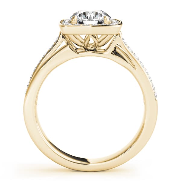 Split Band Halo Engagement Ring, style 84335, Side view in yellow gold