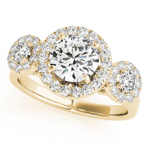 Halo Round Engagement Ring, style 84336, Front view in yellow gold