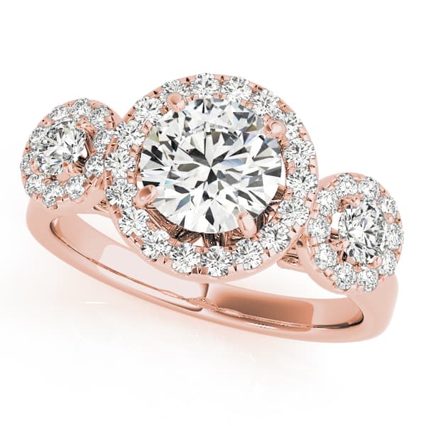 Halo Round Engagement Ring, style 84336, Front view in rose gold