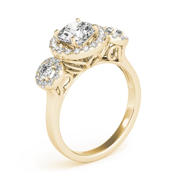 Halo Round Engagement Ring, style 84336, Angle view in yellow gold