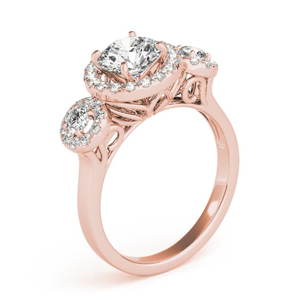 Halo Round Engagement Ring, style 84336, Angle view in rose gold