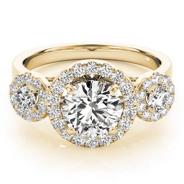 Halo Round Engagement Ring, style 84336, On hand view in yellow gold