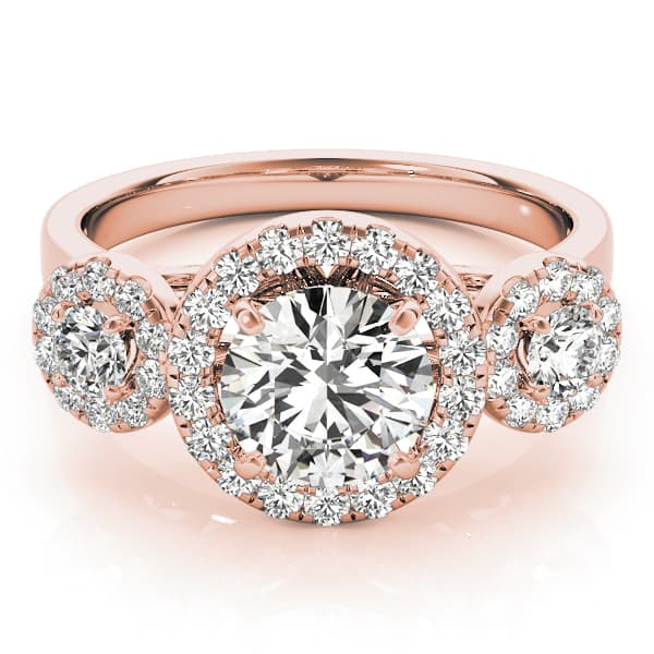 Halo Round Engagement Ring, style 84336, On hand view in rose gold