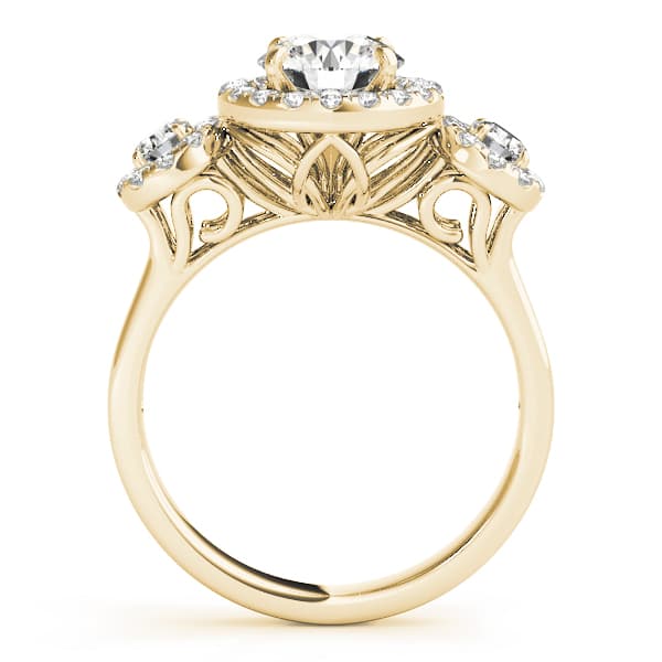 Halo Round Engagement Ring, style 84336, Side view in yellow gold