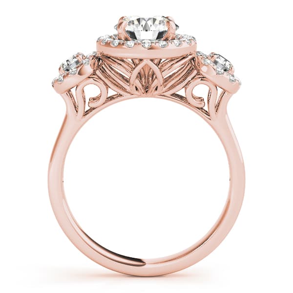 Halo Round Engagement Ring, style 84336, Side view in rose gold