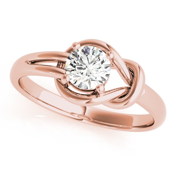 Single Loop Love Knot Engagement Ring, style 84339, Front view in rose gold