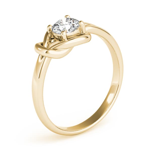 Single Loop Love Knot Engagement Ring, style 84339, Angle view in yellow gold