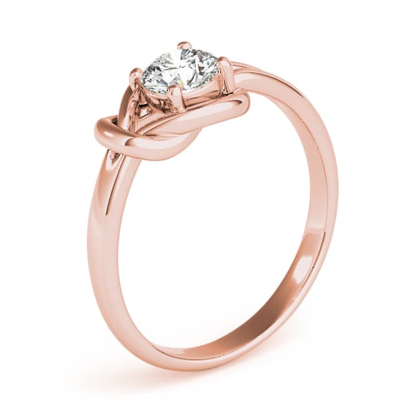 Single Loop Love Knot Engagement Ring, style 84339, Angle view in rose gold