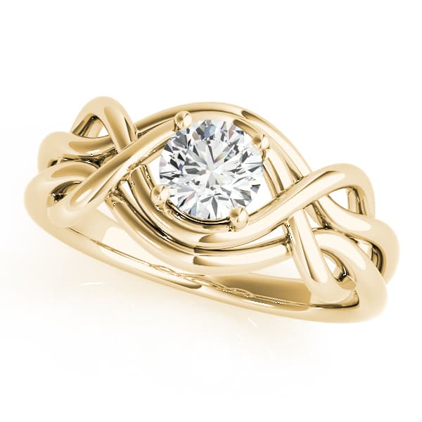 Solitaire Love Knot Engagement Ring, style 84341, Front view in yellow gold