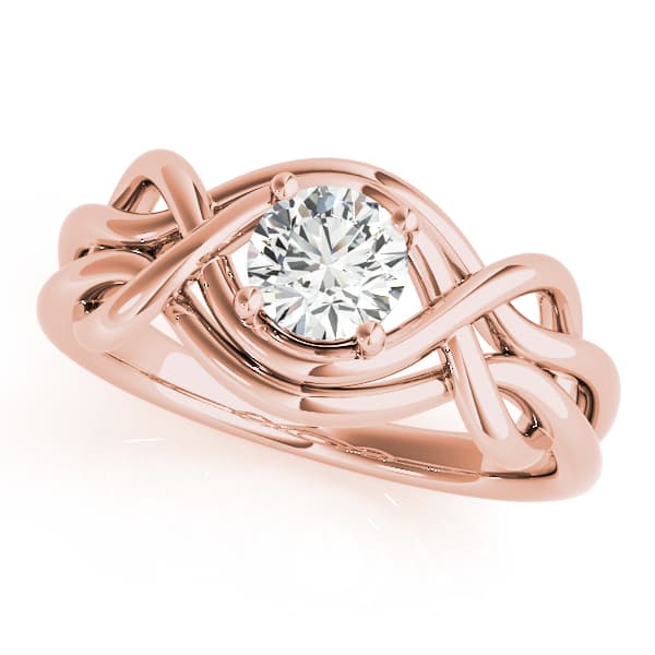 Solitaire Love Knot Engagement Ring, style 84341, Front view in rose gold