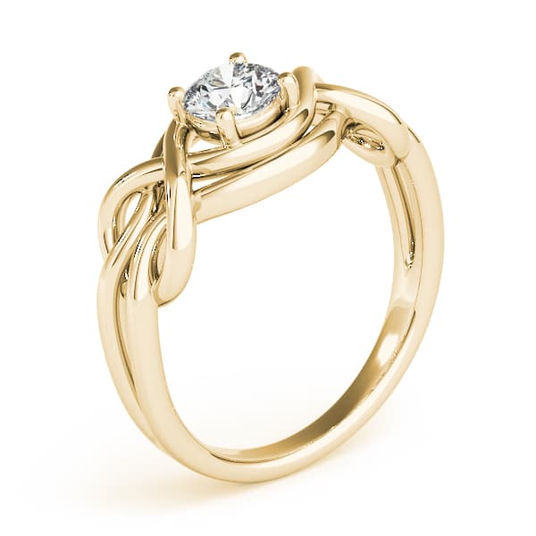 Solitaire Love Knot Engagement Ring, style 84341, Angle view in yellow gold