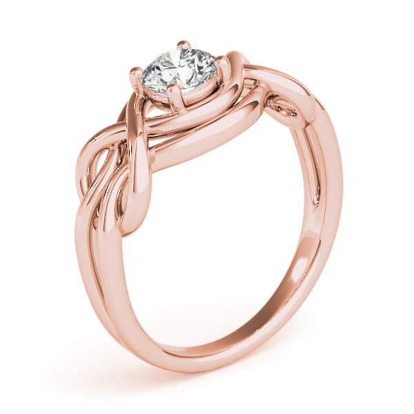 Solitaire Love Knot Engagement Ring, style 84341, Angle view in rose gold