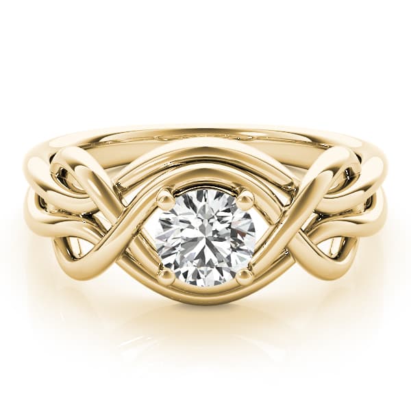 Solitaire Love Knot Engagement Ring, style 84341, On hand view in yellow gold