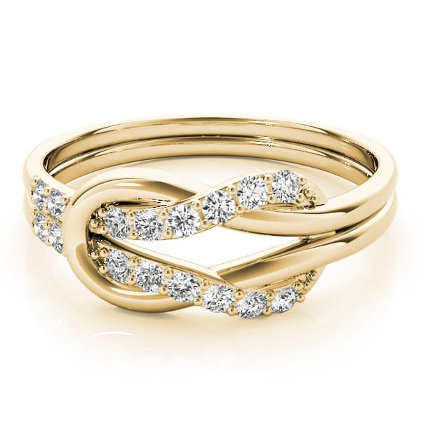 Diamond Love Knot Ring (1/4 ct. tw.), On hand view in yellow gold