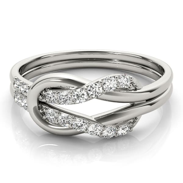 Diamond Love Knot Ring (1/4 ct. tw.), On hand view in white gold or platinum