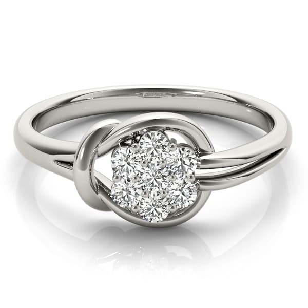 Cluster Love Knot Fashion Ring (1/4 ct. tw.), On hand view in white gold or platinum