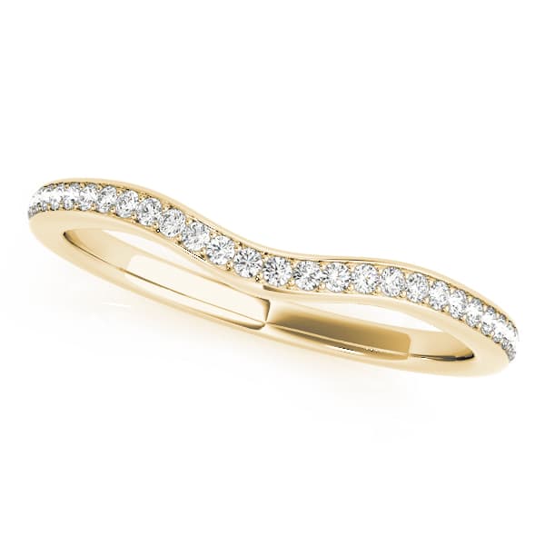 Prong In Channel Curved Wedding Band (1/4 ct. tw.), Front view in yellow gold
