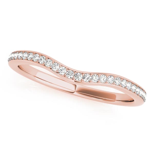 Prong In Channel Curved Wedding Band (1/4 ct. tw.), Front view in rose gold