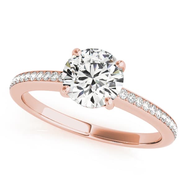Single Row Prong Engagement Ring, style 84350, Front view in rose gold