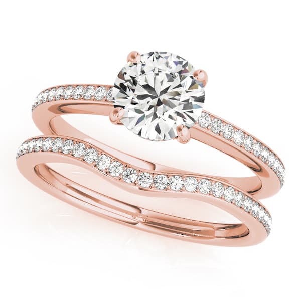 Single Row Prong Engagement Ring, style 84350, On hand view in rose gold