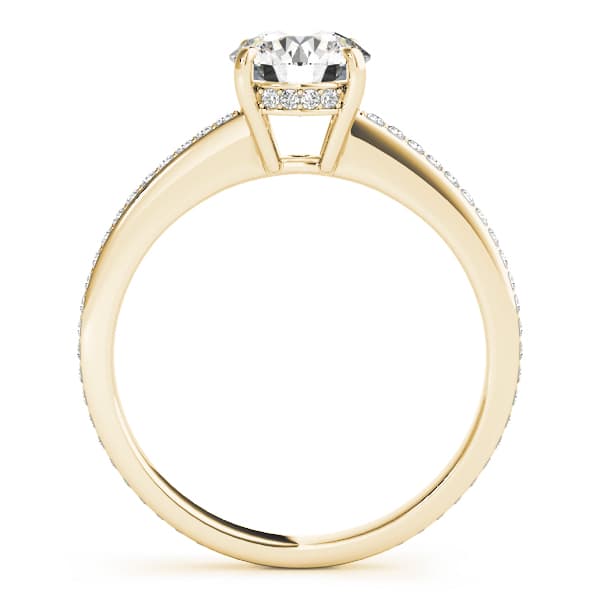 Single Row Prong Engagement Ring, style 84350, Side view in yellow gold