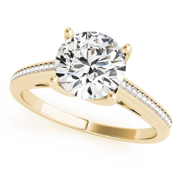 Channel Set Single Row Engagement Ring, style 84351, Front view in yellow gold