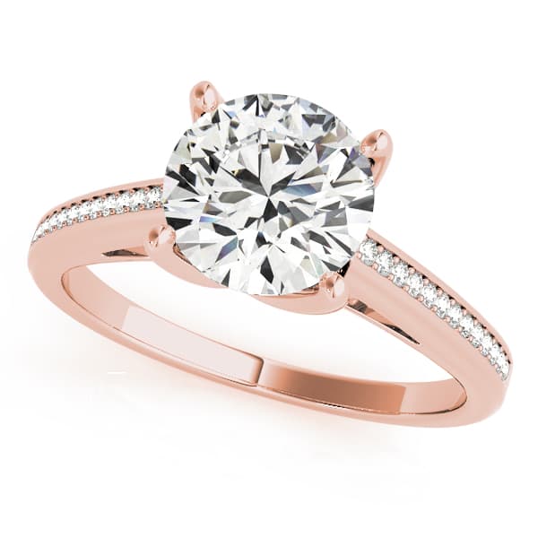 Channel Set Single Row Engagement Ring, style 84351, Front view in rose gold