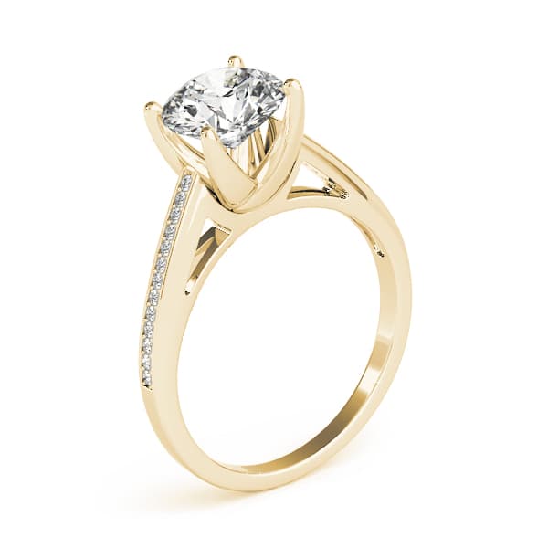 Channel Set Single Row Engagement Ring, style 84351, Top view in yellow gold