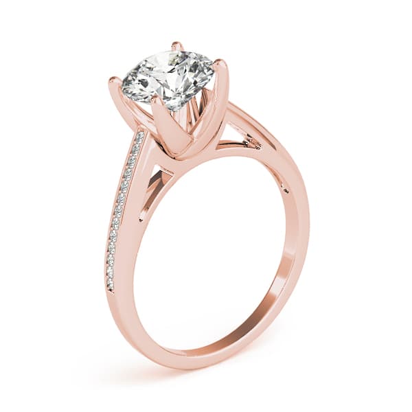 Channel Set Single Row Engagement Ring, style 84351, Top view in rose gold